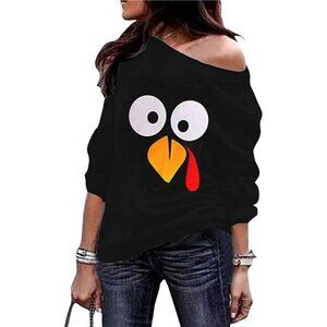 Women’s Off-Shoulder Halloween Sweatshirt – Jack-O’-Lantern Long Sleeve Top